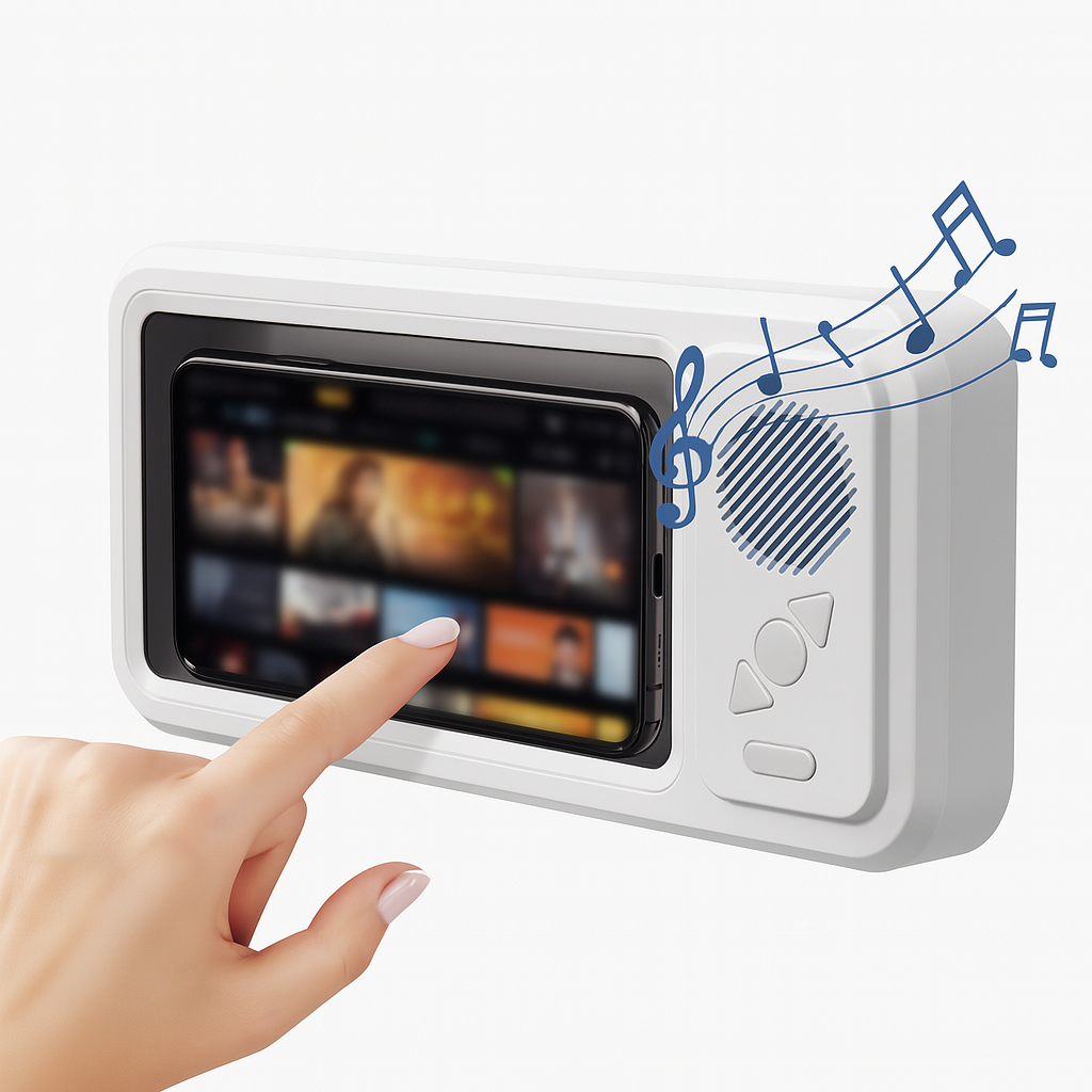Soporte impermeable con altavoz Bluetooth